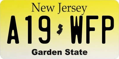 NJ license plate A19WFP