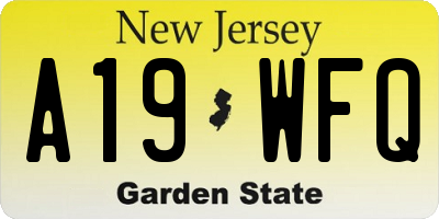 NJ license plate A19WFQ