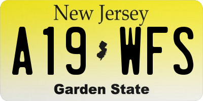 NJ license plate A19WFS