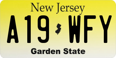 NJ license plate A19WFY