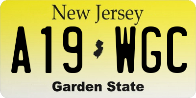 NJ license plate A19WGC