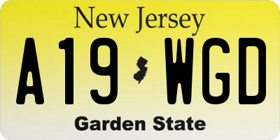 NJ license plate A19WGD