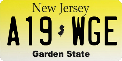 NJ license plate A19WGE