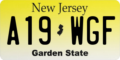 NJ license plate A19WGF