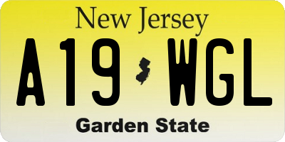 NJ license plate A19WGL