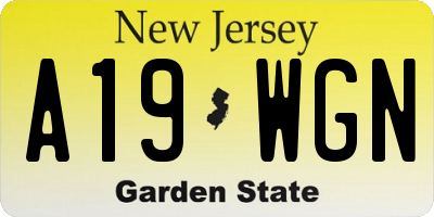 NJ license plate A19WGN