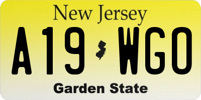 NJ license plate A19WGO