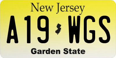 NJ license plate A19WGS