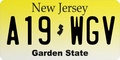 NJ license plate A19WGV