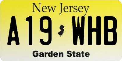 NJ license plate A19WHB