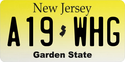 NJ license plate A19WHG