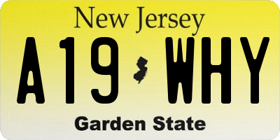 NJ license plate A19WHY