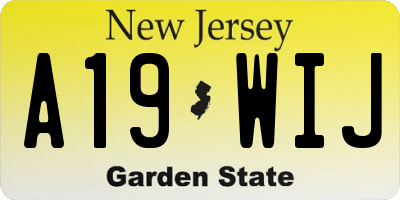 NJ license plate A19WIJ
