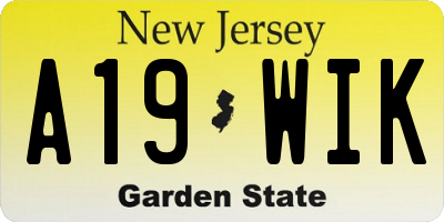 NJ license plate A19WIK