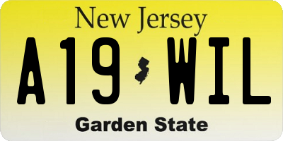 NJ license plate A19WIL