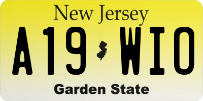 NJ license plate A19WIO