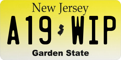 NJ license plate A19WIP