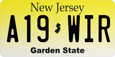 NJ license plate A19WIR