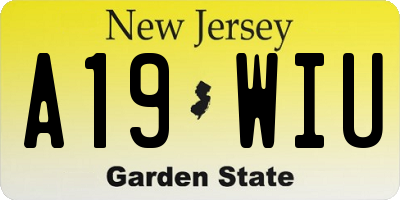 NJ license plate A19WIU