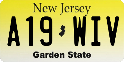NJ license plate A19WIV