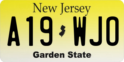NJ license plate A19WJO