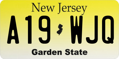 NJ license plate A19WJQ