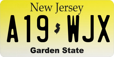 NJ license plate A19WJX