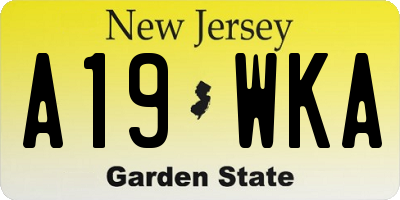 NJ license plate A19WKA