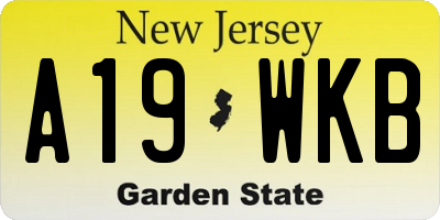 NJ license plate A19WKB