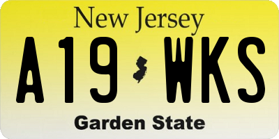 NJ license plate A19WKS