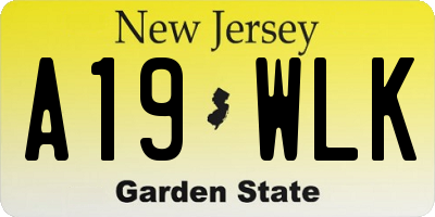 NJ license plate A19WLK