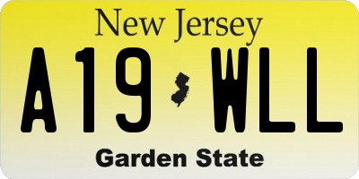 NJ license plate A19WLL