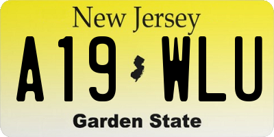 NJ license plate A19WLU