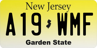 NJ license plate A19WMF