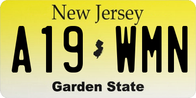 NJ license plate A19WMN