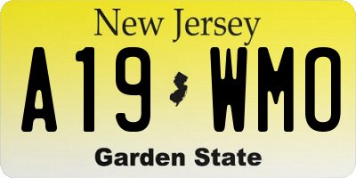 NJ license plate A19WMO