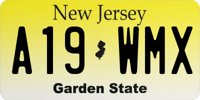 NJ license plate A19WMX