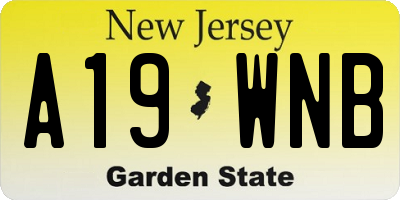 NJ license plate A19WNB