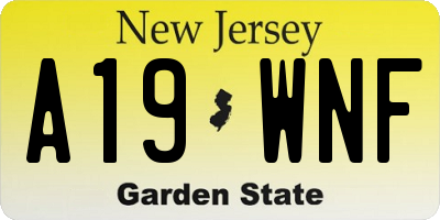 NJ license plate A19WNF