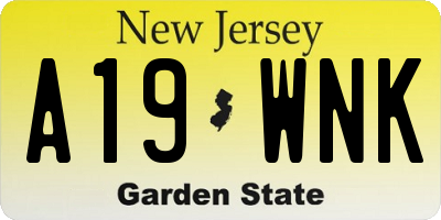 NJ license plate A19WNK