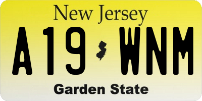 NJ license plate A19WNM