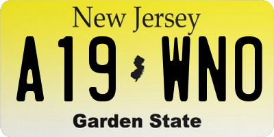 NJ license plate A19WNO