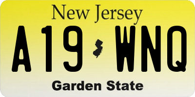 NJ license plate A19WNQ