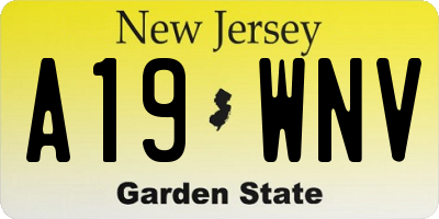 NJ license plate A19WNV