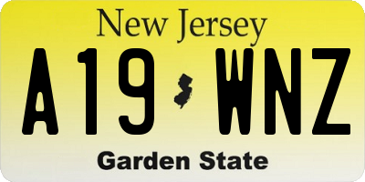 NJ license plate A19WNZ