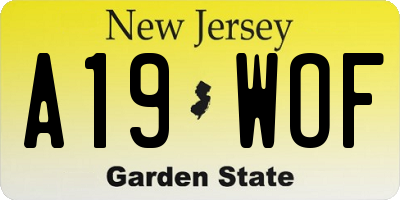 NJ license plate A19WOF