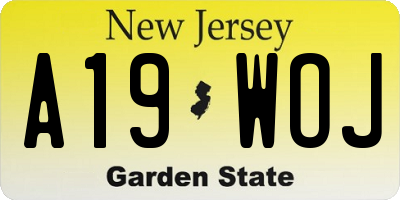NJ license plate A19WOJ