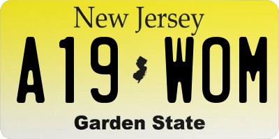 NJ license plate A19WOM