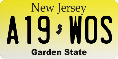 NJ license plate A19WOS