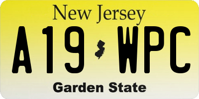 NJ license plate A19WPC